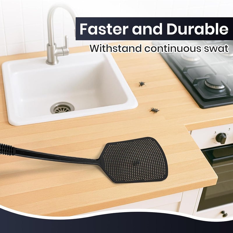 TrueYee 6-Pack Heavy Duty Long Handle Fly Swatter, Fly Swatter for Indoors, Black - Image 5